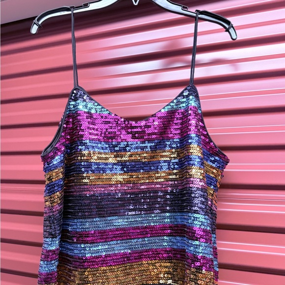 Wayf Gold and Blue Sequin Crop Camisole - Picture 3 of 3